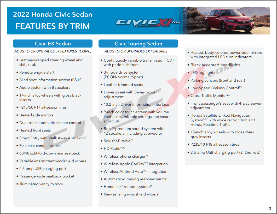11th Gen Honda Civic 2022 Civic Features by Trim Brochure - EX vs LX vs Sport vs Touring Honda-2022-civic-sedan-features-by-trim-ex-lx-sport-touring-page3