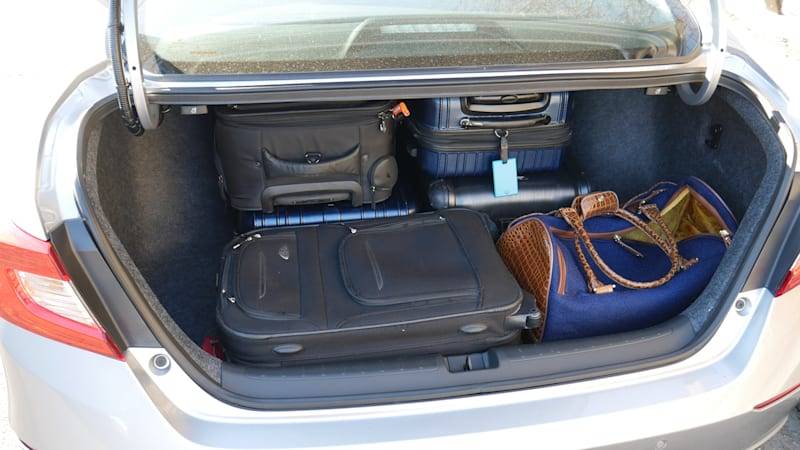11th Gen Honda Civic 2022 Civic Luggage Capacity Test Shows Midsize Sedan Capability 2021-Honda-Accord-Hybrid-trunk-all-the-bags