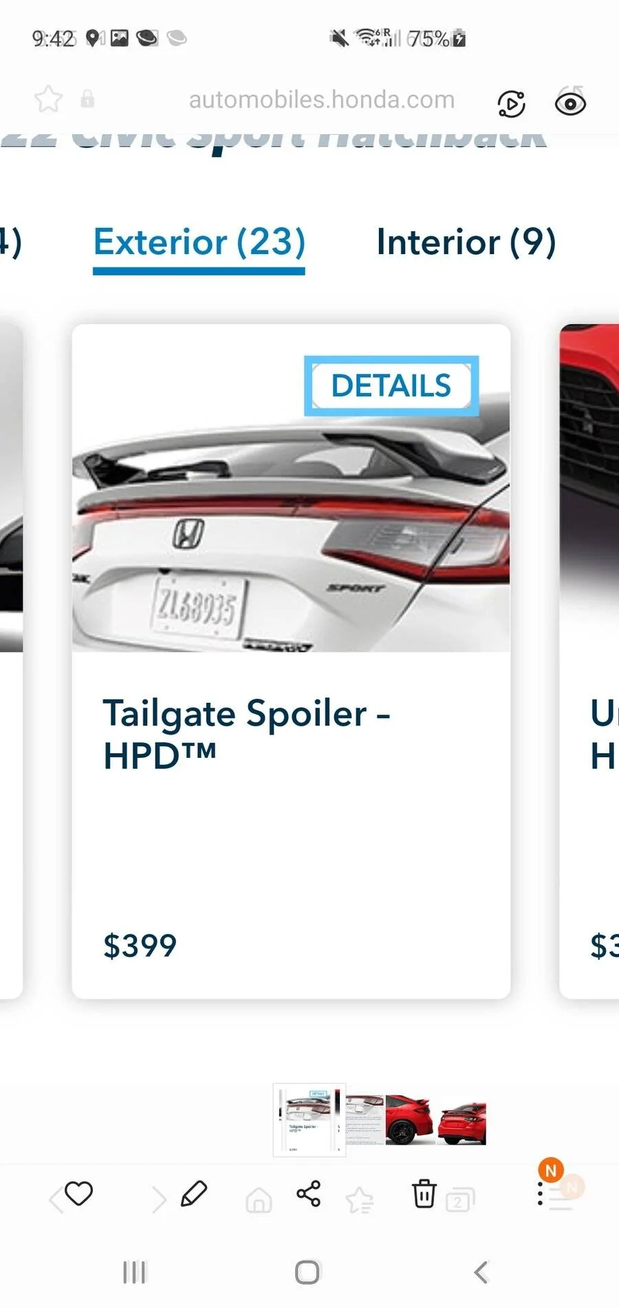 11th Gen Honda Civic Civic Hatchback Tailgate Spoiler Screenshot_20210921-094221_Gallery