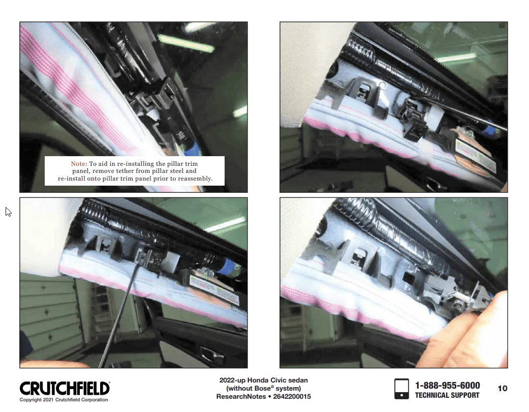 11th Gen Honda Civic A-Pillar clip front driver (routing dash cam wires behind A-Pillar) 1639433514555