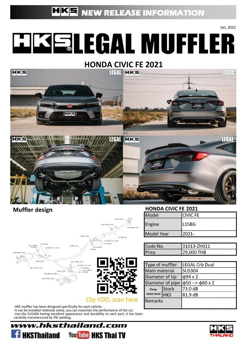11th Gen Honda Civic HKS Exhaust available? P31013-ZH011_Civic%20FE%20Turbo_LM