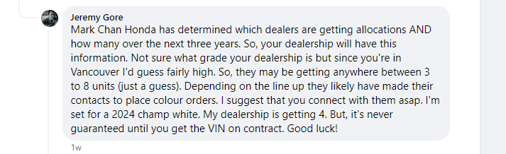 11th Gen Honda Civic Canadian dealer asked what colour Type R I want 1667927683717