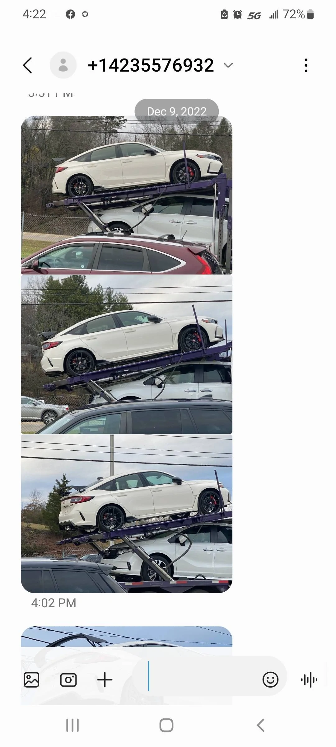 11th Gen Honda Civic East Coast FL5 Delivery Estimates/Confirmations Screenshot_20221209-162208_Messages