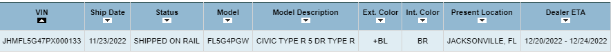 11th Gen Honda Civic East Coast FL5 Delivery Estimates/Confirmations update.PNG