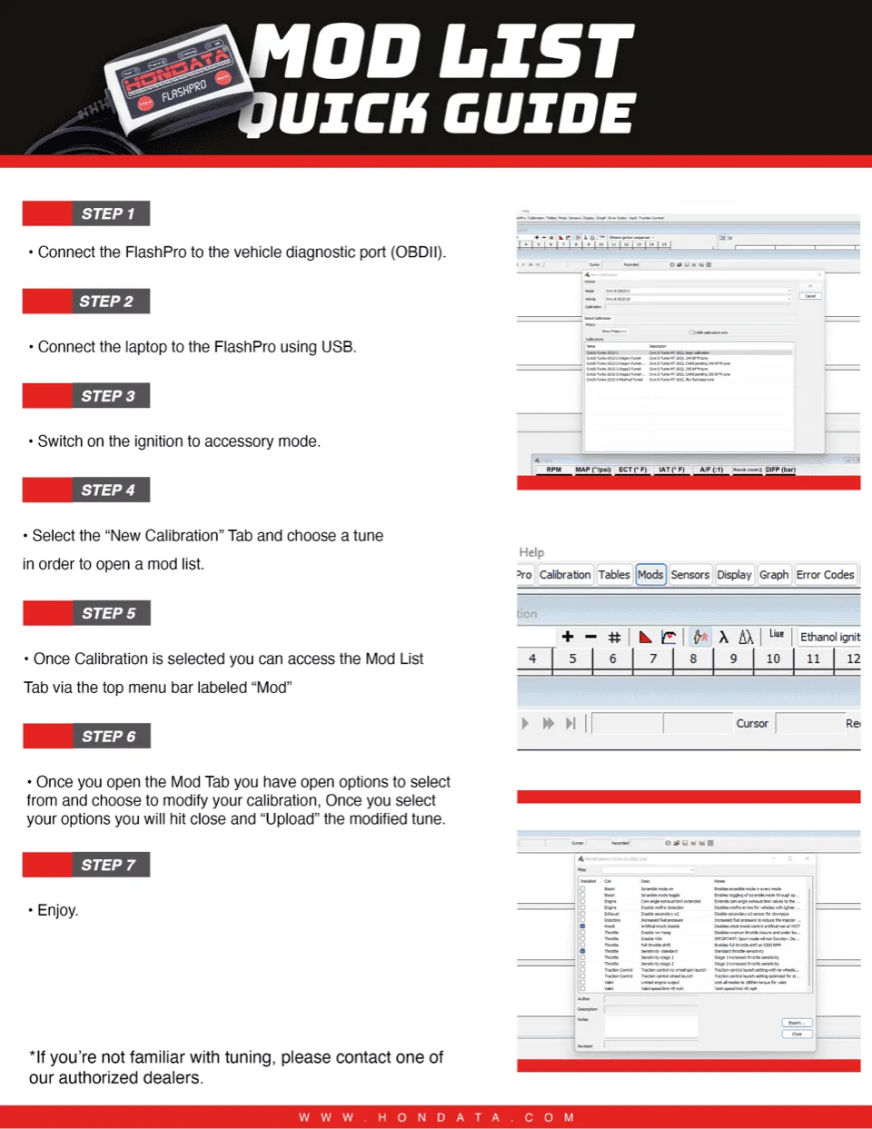 11th Gen Honda Civic FlashPro Manager MOD List Quick Start Guide - Hondata mod-list-quick-start-guide-templat