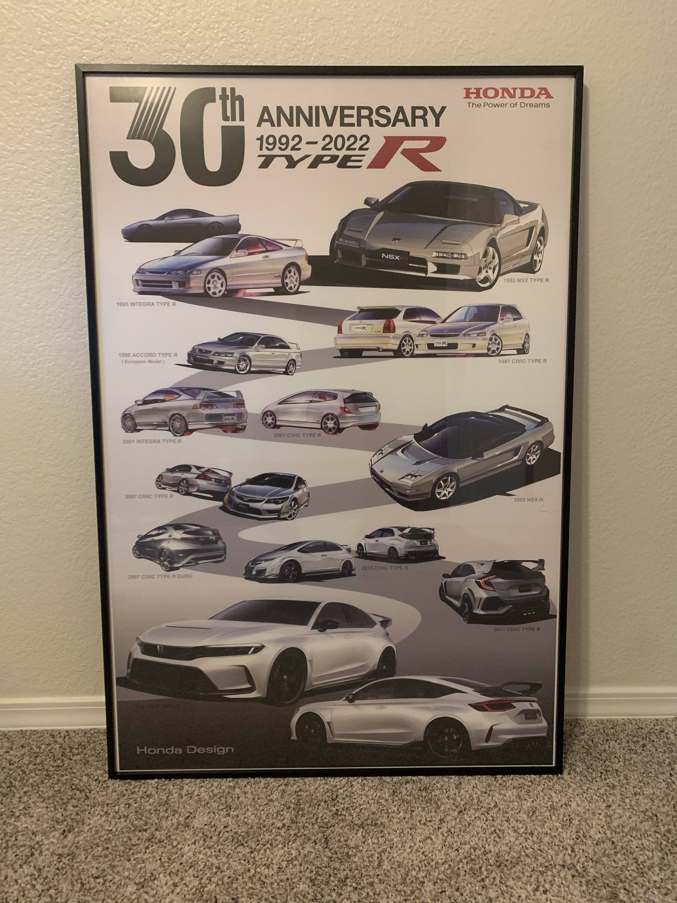 タイプR 30th ポスター（アルミフレーム付）シビック nsx インテグラ Official 30th Anniversary Type R posters | CivicXI - 11th Gen