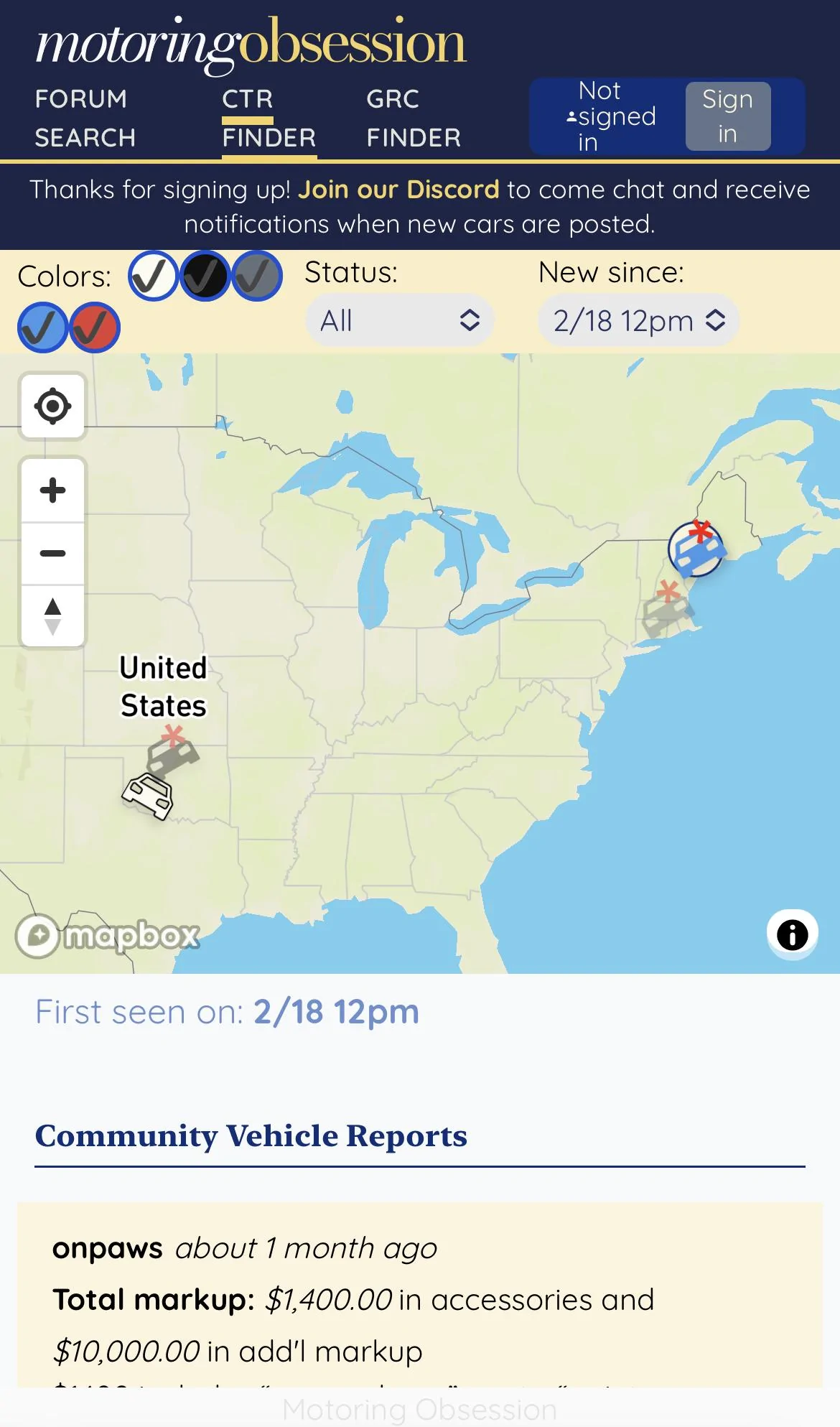 11th Gen Honda Civic Crowd sourced FL5 Type R vehicle/dealer markup map 05CB3813-C077-42D3-B5A9-F9252956EDBE