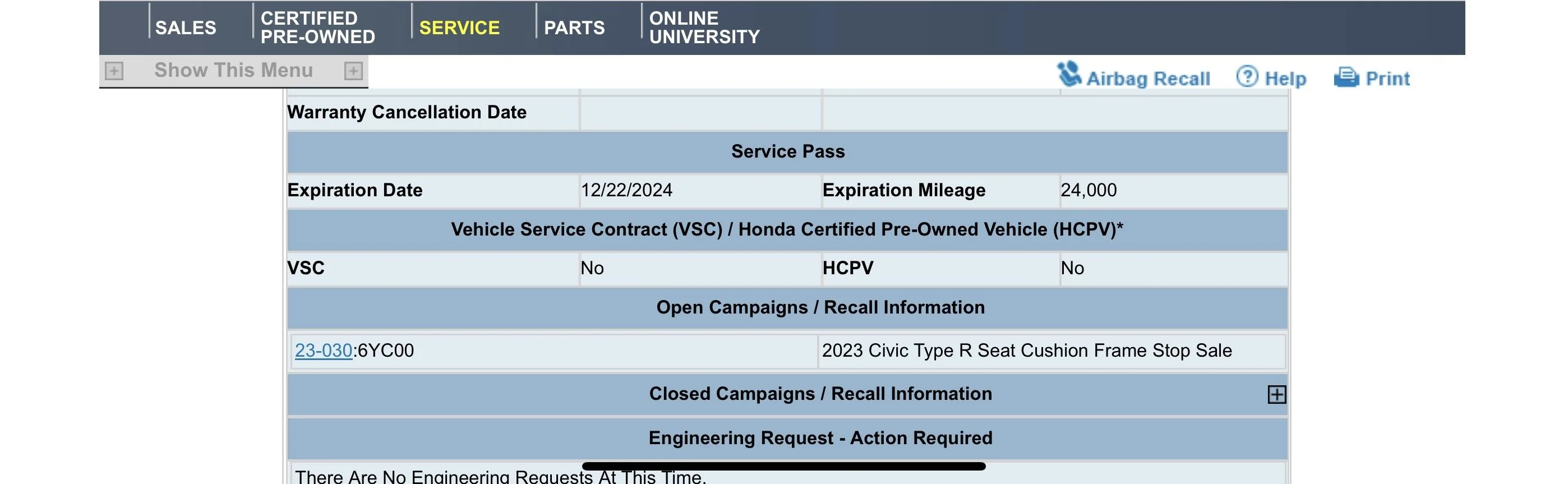 11th Gen Honda Civic Recall: 2023 Civic Type R (FL5) Driver's Seat Cushion Frame Stop Sale (TSB Service Bulletin 23-030) 120C685F-F251-4931-BE48-6389DD8288D8