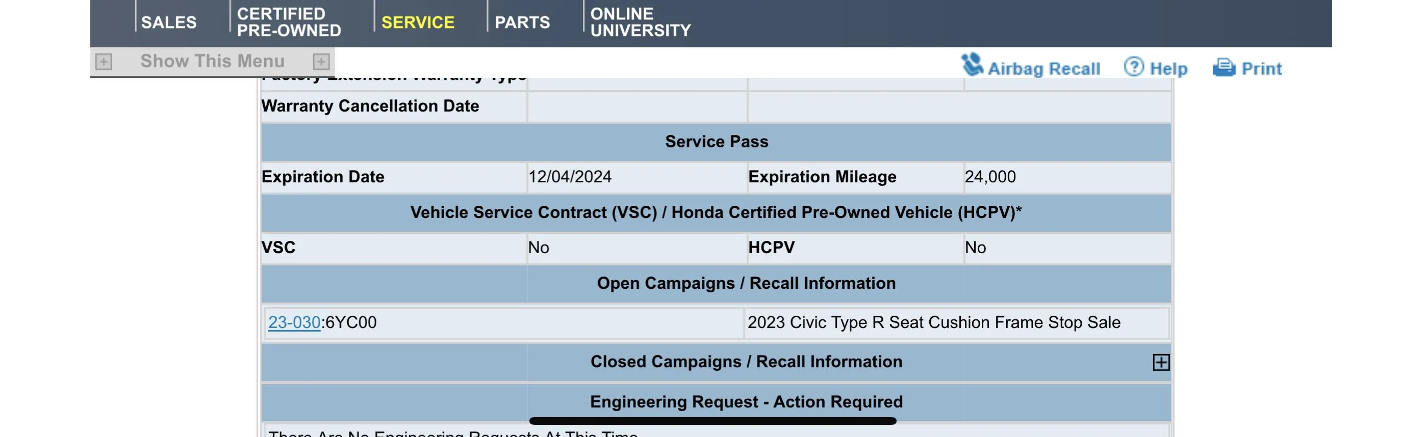 11th Gen Honda Civic Recall: 2023 Civic Type R (FL5) Driver's Seat Cushion Frame Stop Sale (TSB Service Bulletin 23-030) CC5FBA08-5A49-4B6B-B8B7-132E740D0F92
