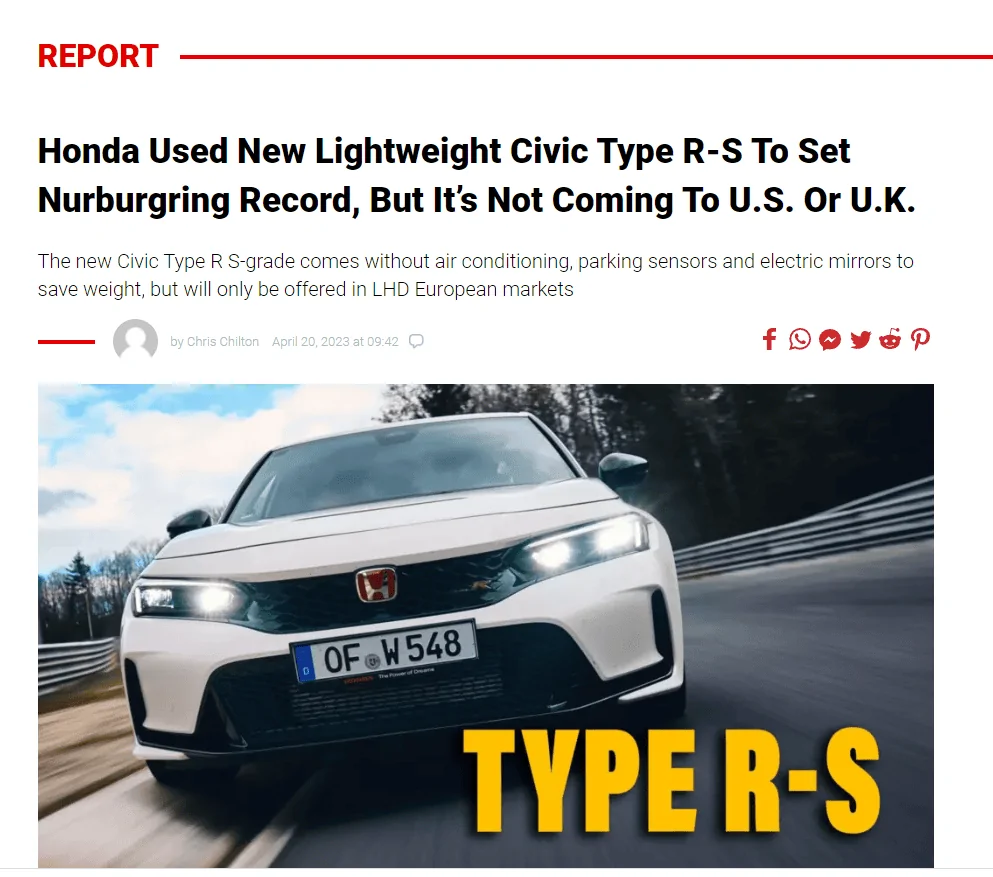 11th Gen Honda Civic 2023 Civic Type R Sets New FWD Track Record at Nürburgring! 1682089337941