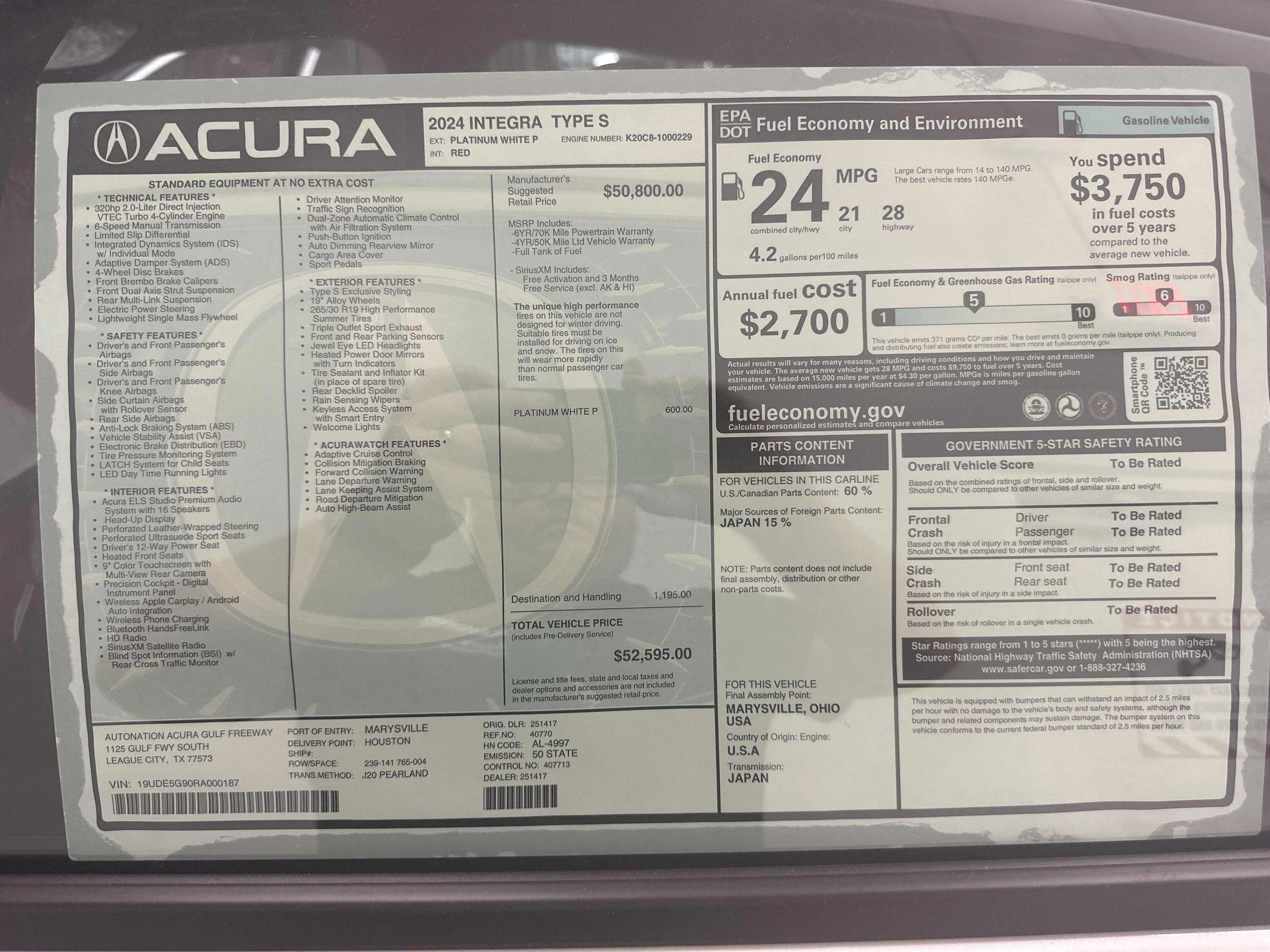 11th Gen Honda Civic Official: 2024 Integra Type S Pricing & MPG Released IMG_1082