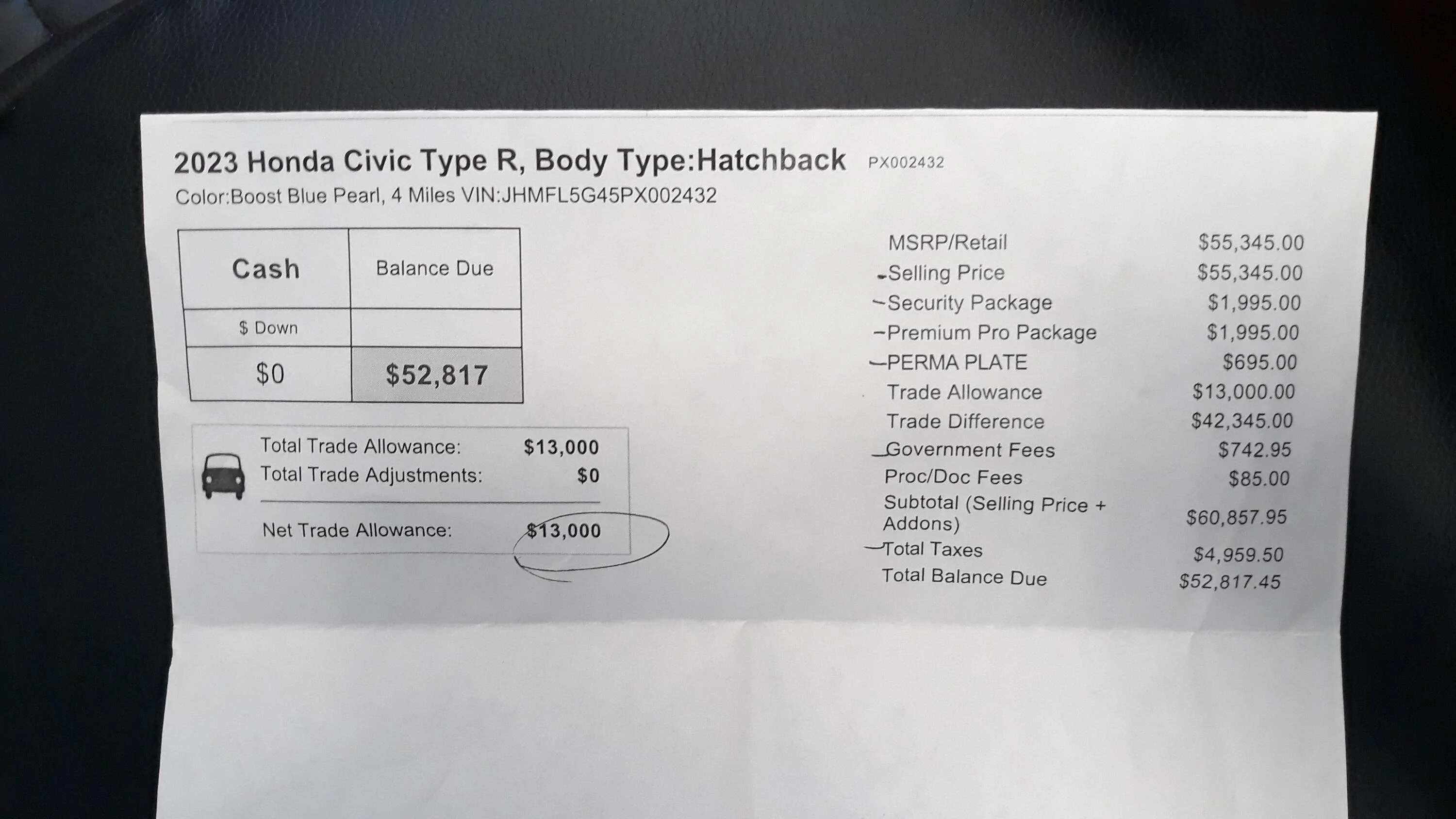 11th Gen Honda Civic The FL5 Dealer ADM Markup Thread 20230712_142623