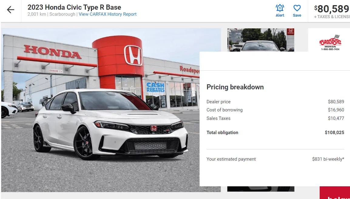 11th Gen Honda Civic Canadian dealer asked what colour Type R I want Captur