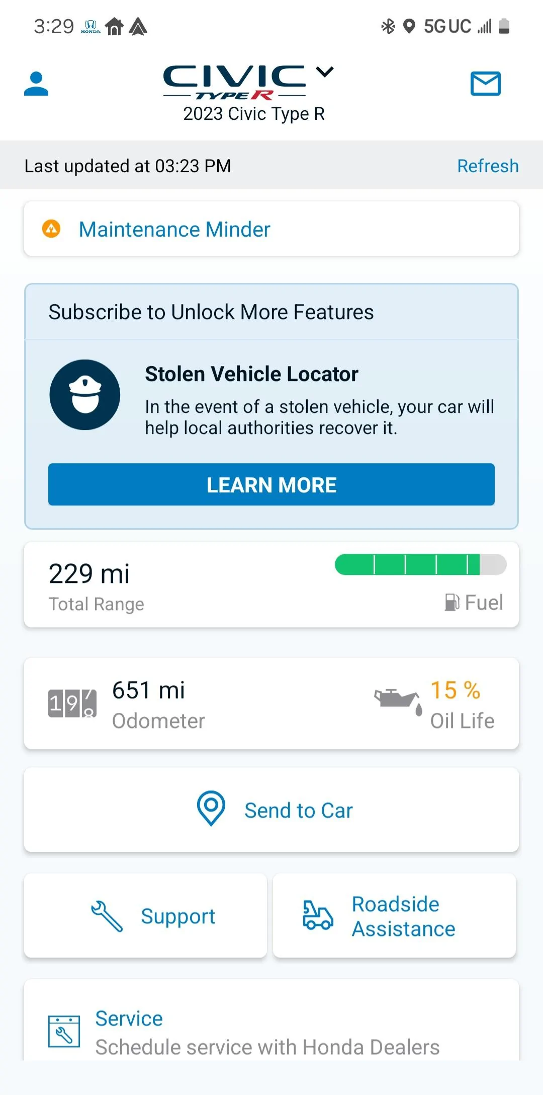 11th Gen Honda Civic First FL5 oil change mileage? 1000020002