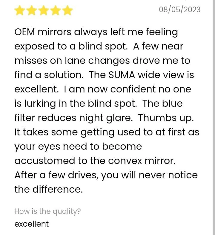 11th Gen Honda Civic Blind Spots?⚡Reduce Blind Spots & Glare⚡SUMA Mirror Customer's Reviews WhatsApp Image 2024-03-23 at 9.10.55 PM