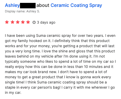 11th Gen Honda Civic SUMA Ceramic Coating Spray | Customer's Reviews Screen_Shot_2024-05-30_at_9.16.40_PM