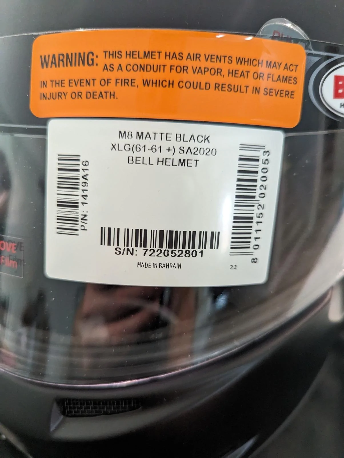 11th Gen Honda Civic BNIB Bell M8 Helmet XL SA2020 1000002629