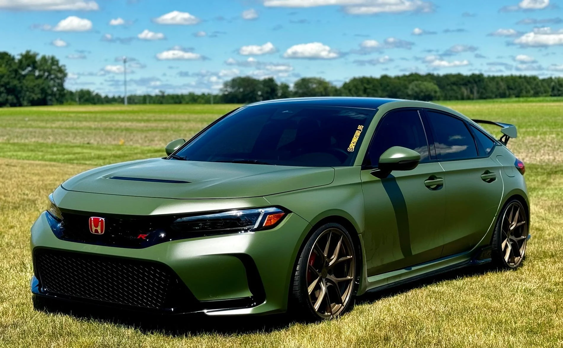 11th Gen Honda Civic FL5 wrapped in Military Matte Green with Titan Ts5 Bronze Wheels IMG_1210