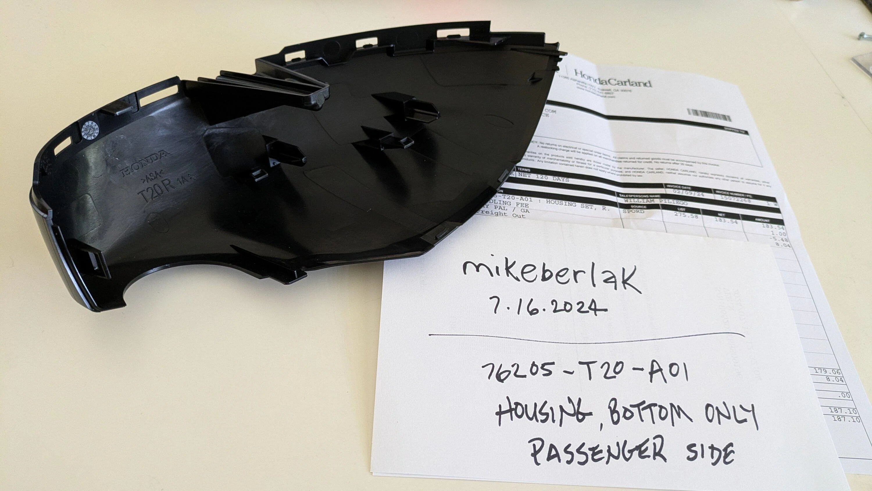 11th Gen Honda Civic 2024 EX Side Mirror Housing Part OEM New PXL_20240715_194454420