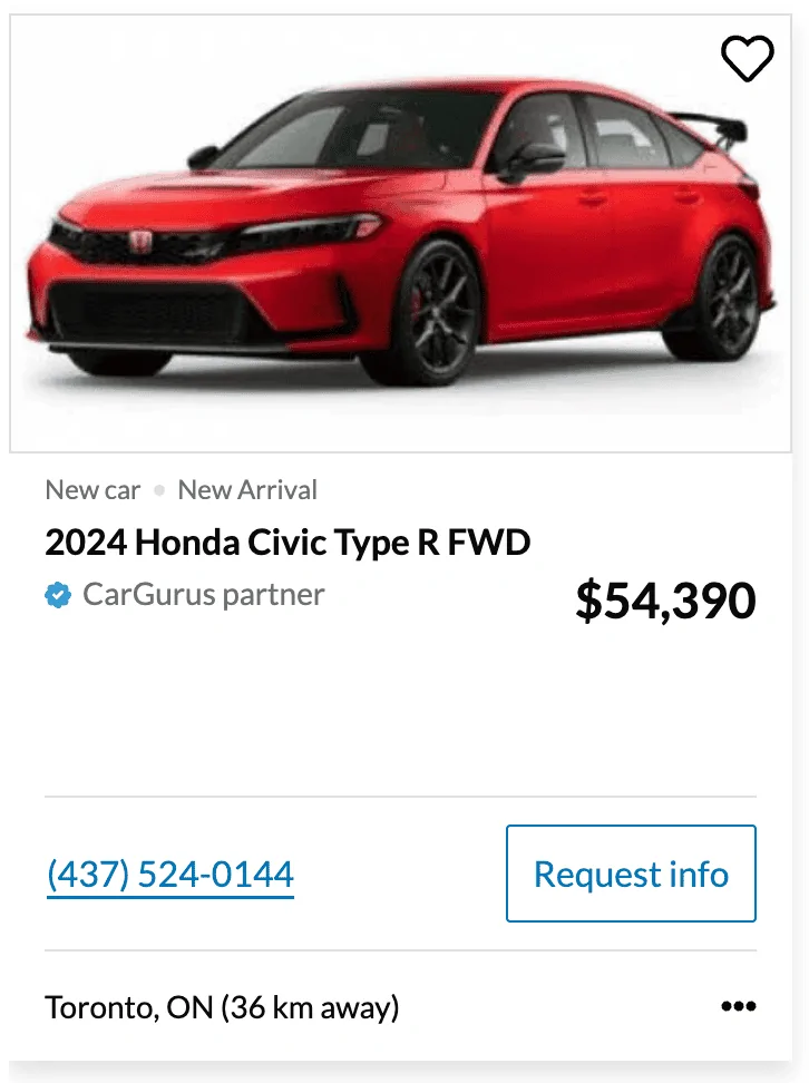 11th Gen Honda Civic Canadian dealer asked what colour Type R I want Screenshot 2024-07-26 at 8.58.58 PM