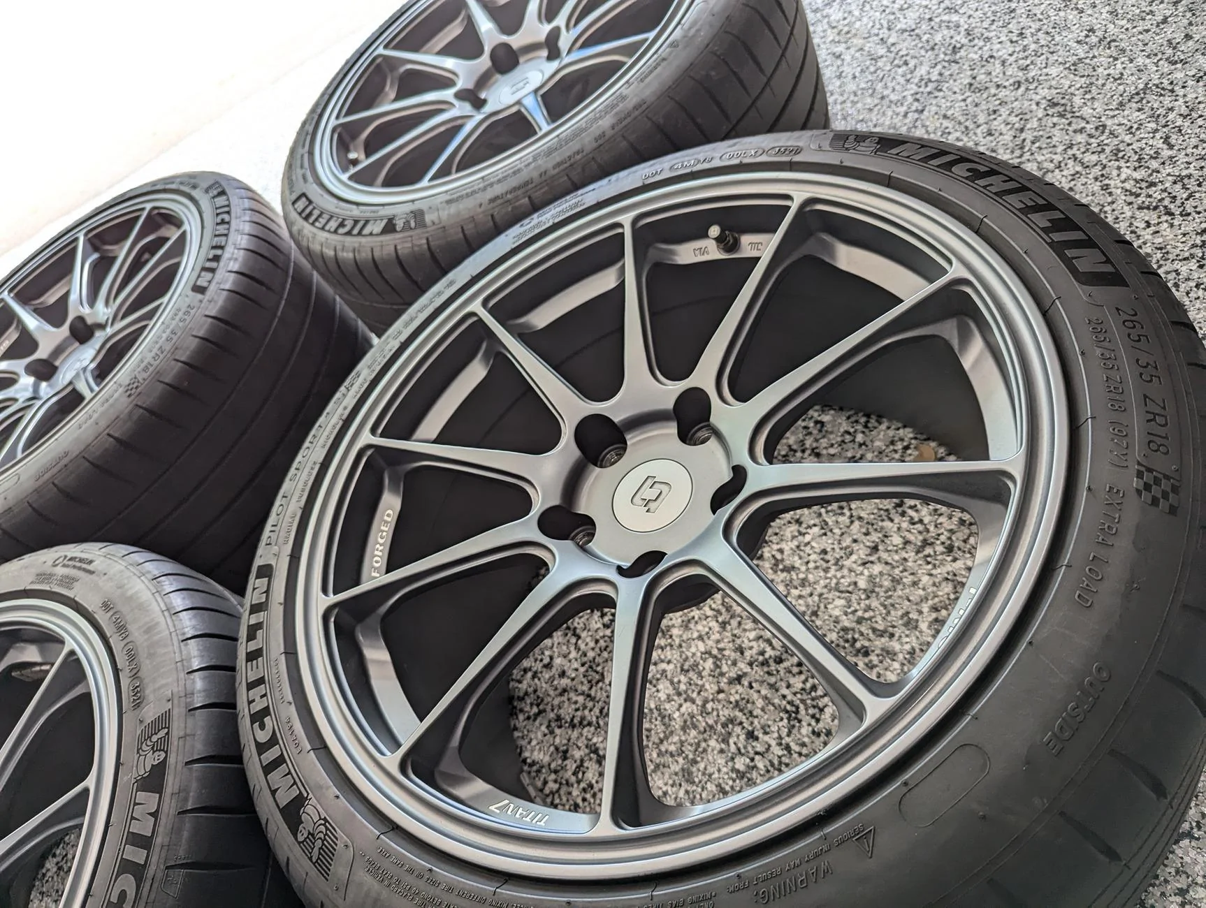 11th Gen Honda Civic Titan7 T-R10, 18x9.5 +45, Satin Titanium - $1,500 PXL_20240722_173126999