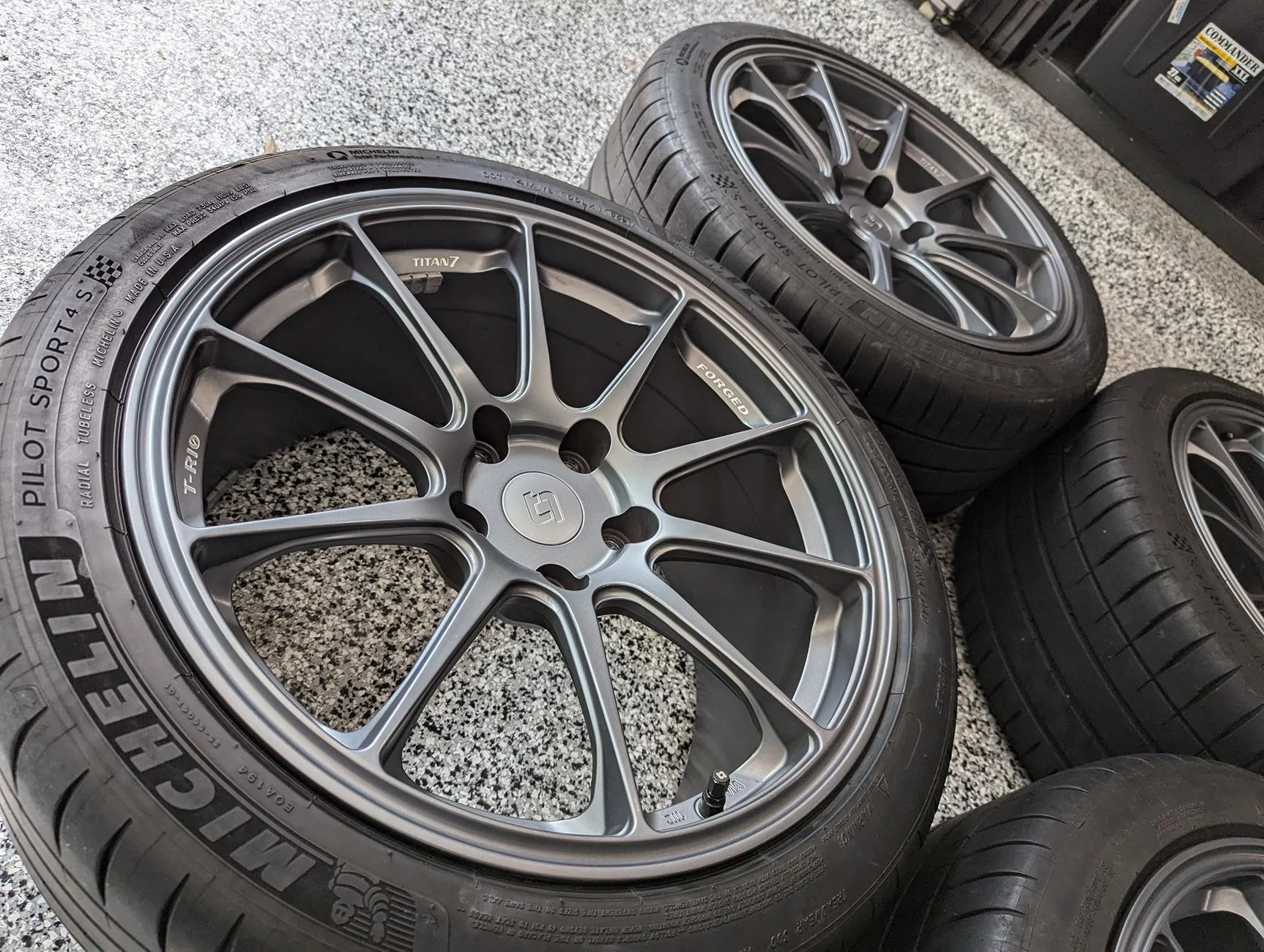 11th Gen Honda Civic Titan7 T-R10, 18x9.5 +45, Satin Titanium - $1,500 PXL_20240722_173142511