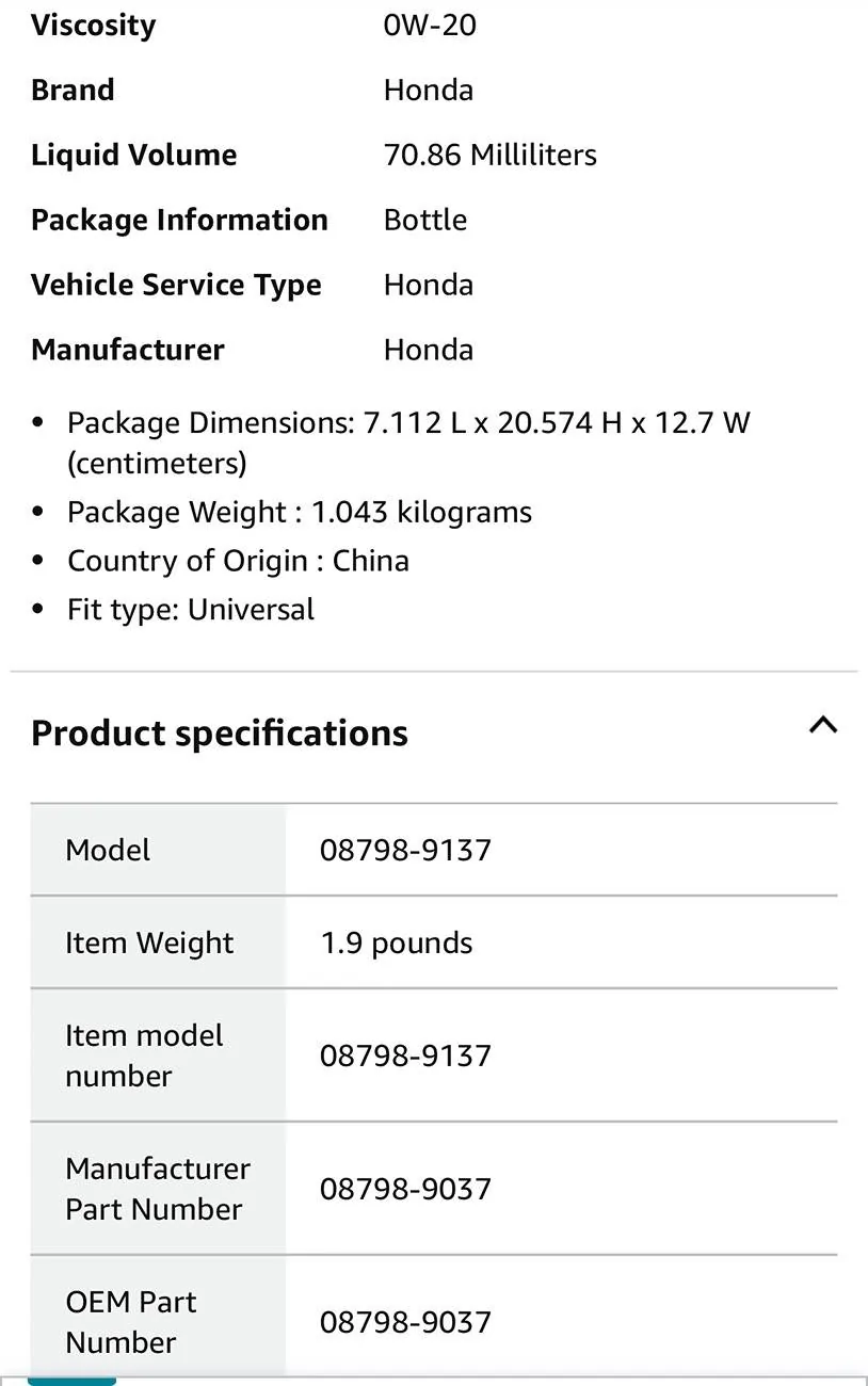 11th Gen Honda Civic For occasional track use , which oil viscosity to use? Using oil data sheet for guidance IMG_4859