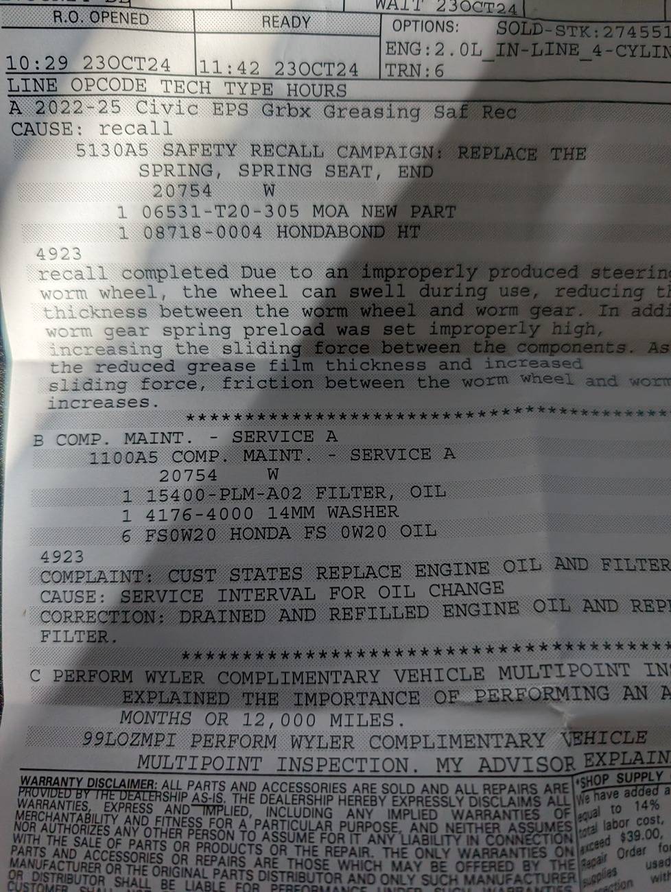11th Gen Honda Civic For occasional track use , which oil viscosity to use? Using oil data sheet for guidance Full Synthetic looks like