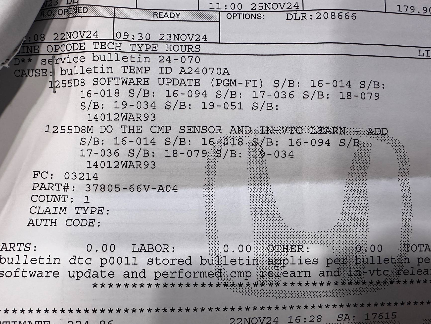 11th Gen Honda Civic FL5 Emission and Rev-matching System Problem (P0011) IMG_6866