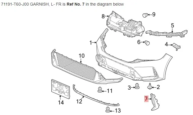 11th Gen Honda Civic FS - FL5 Aftermarket and OEM parts for interior and exterior ref for front left garnish