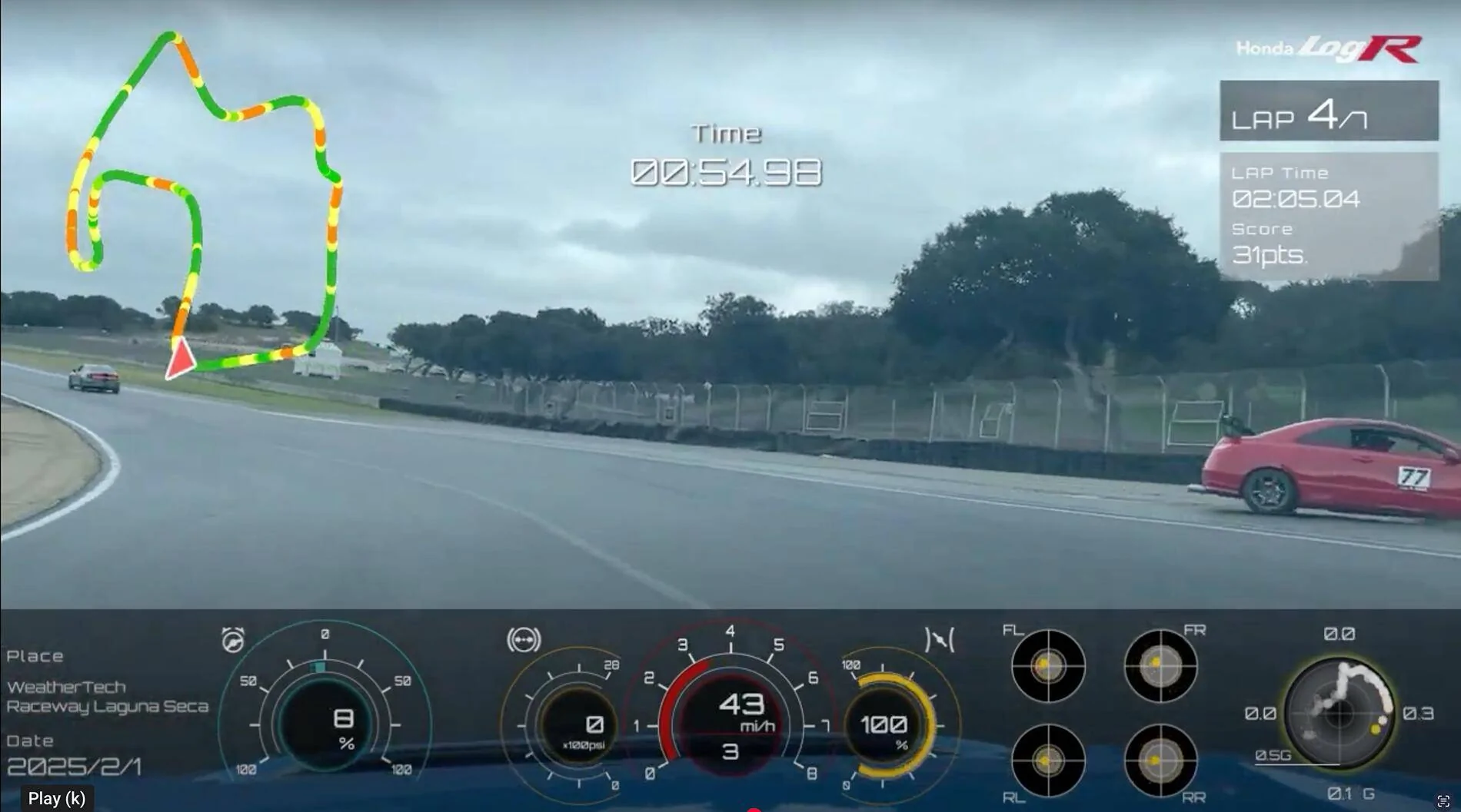11th Gen Honda Civic Racing the FL5 Type R with all OEM spec parts on Laguna Seca Screenshot 2025-02-07 at 1.54.39 PM