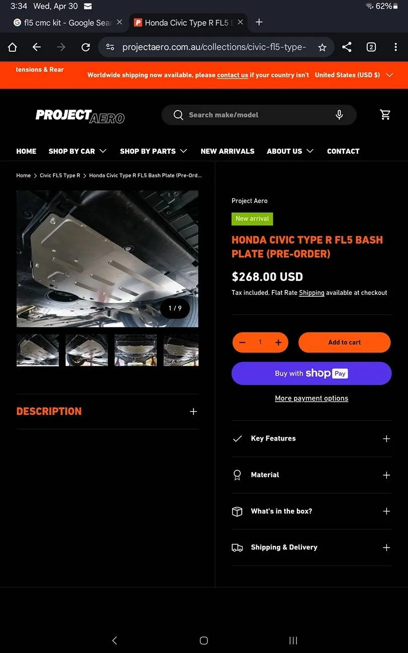 11th Gen Honda Civic ProjectAero bash plate preorders Screenshot_20250430_153410_Chrom