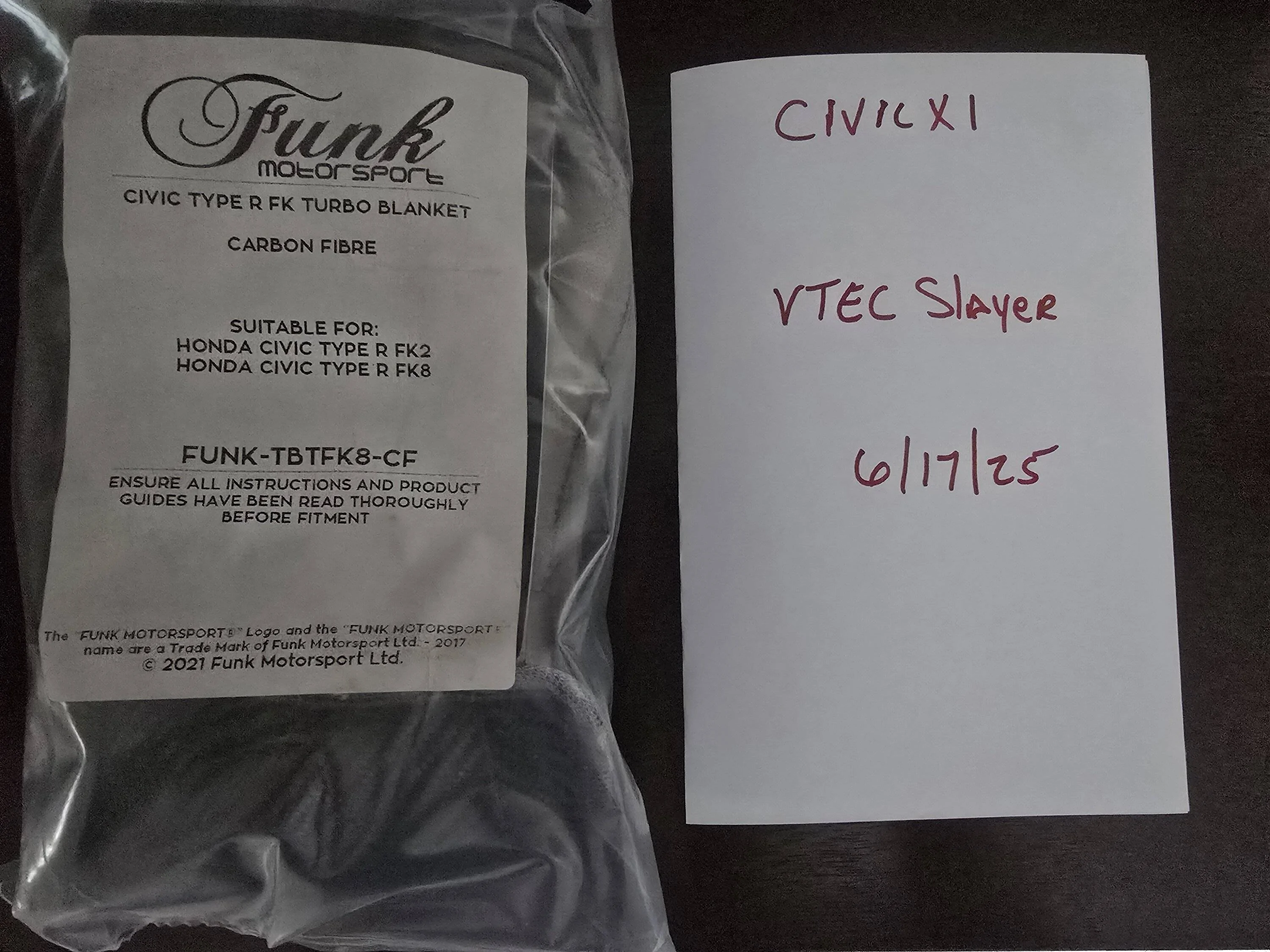 11th Gen Honda Civic FS: Funk Carbon Fiber Turbo Blanket for Civic Type R FL5 ($215) 20250617_153316