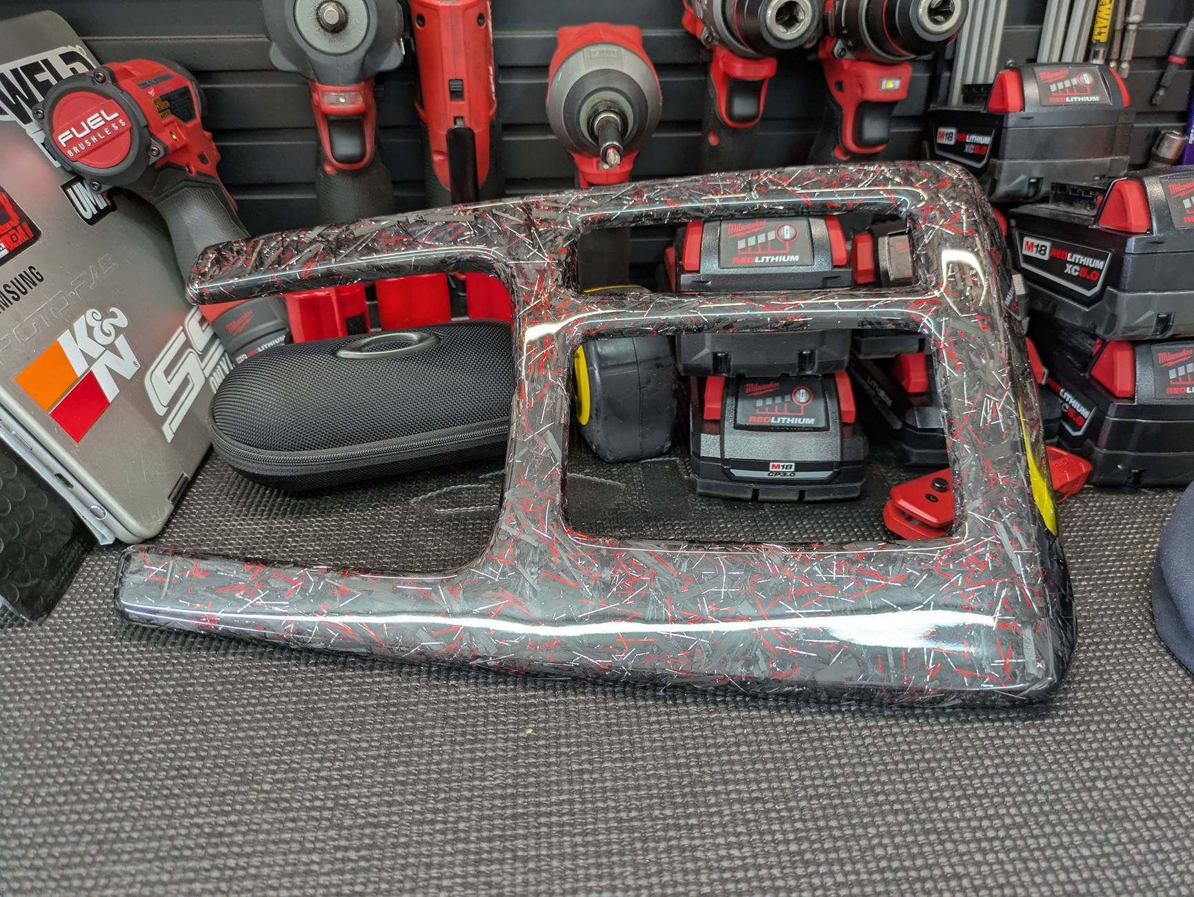 11th Gen Honda Civic Sold- Carbon Sixth Element Red Hybrid Forged Carbon Console Trim PXL_20250707_152638710
