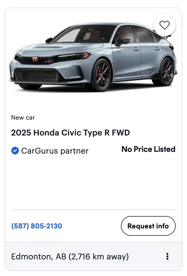 11th Gen Honda Civic Canadian dealer asked what colour Type R I want Screenshot 2025-09-23 at 6.56.20 PM