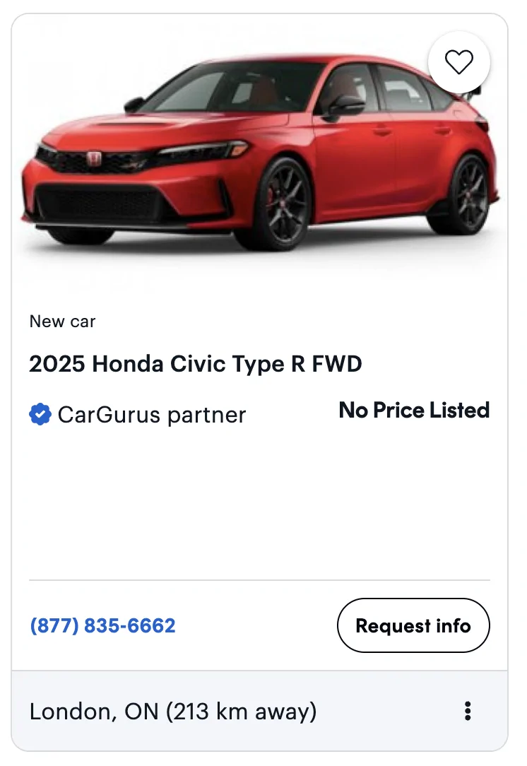 11th Gen Honda Civic Canadian dealer asked what colour Type R I want Screenshot 2025-09-25 at 8.55.29 PM