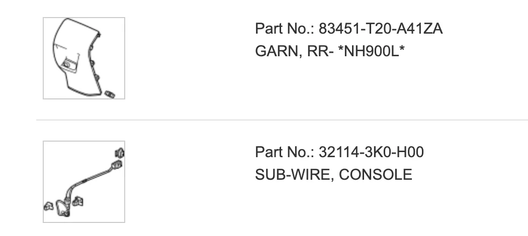 11th Gen Honda Civic Parts for rear USB-C charger Screenshot 2025-10-01 at 9.09.12 AM