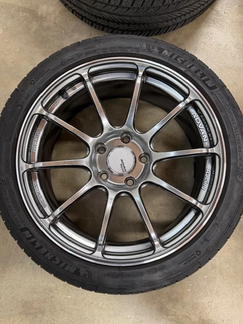 11th Gen Honda Civic "SOLD" Advan RS III Wheels Racing Hyper Black 18x9.5 +45 5x120 with Michelin tires 4