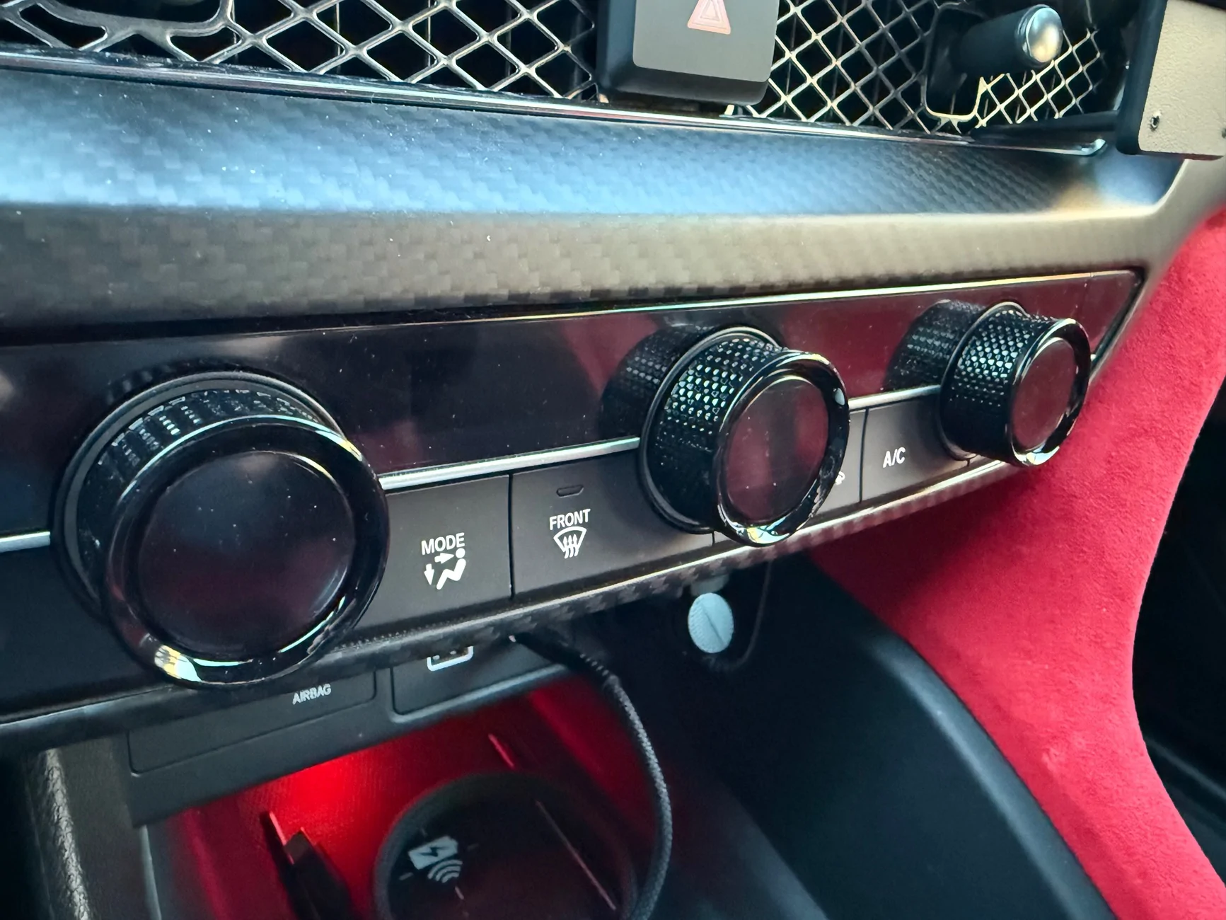11th Gen Honda Civic Racing Black Climate Control Knob Rings IMG_3228