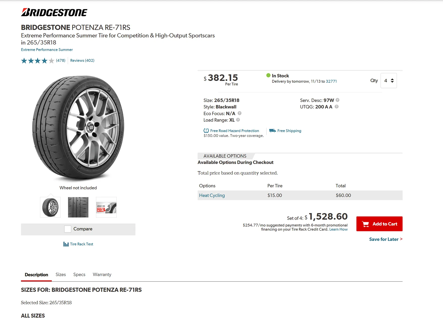11th Gen Honda Civic RE-71RS sale on discount tire tirerack
