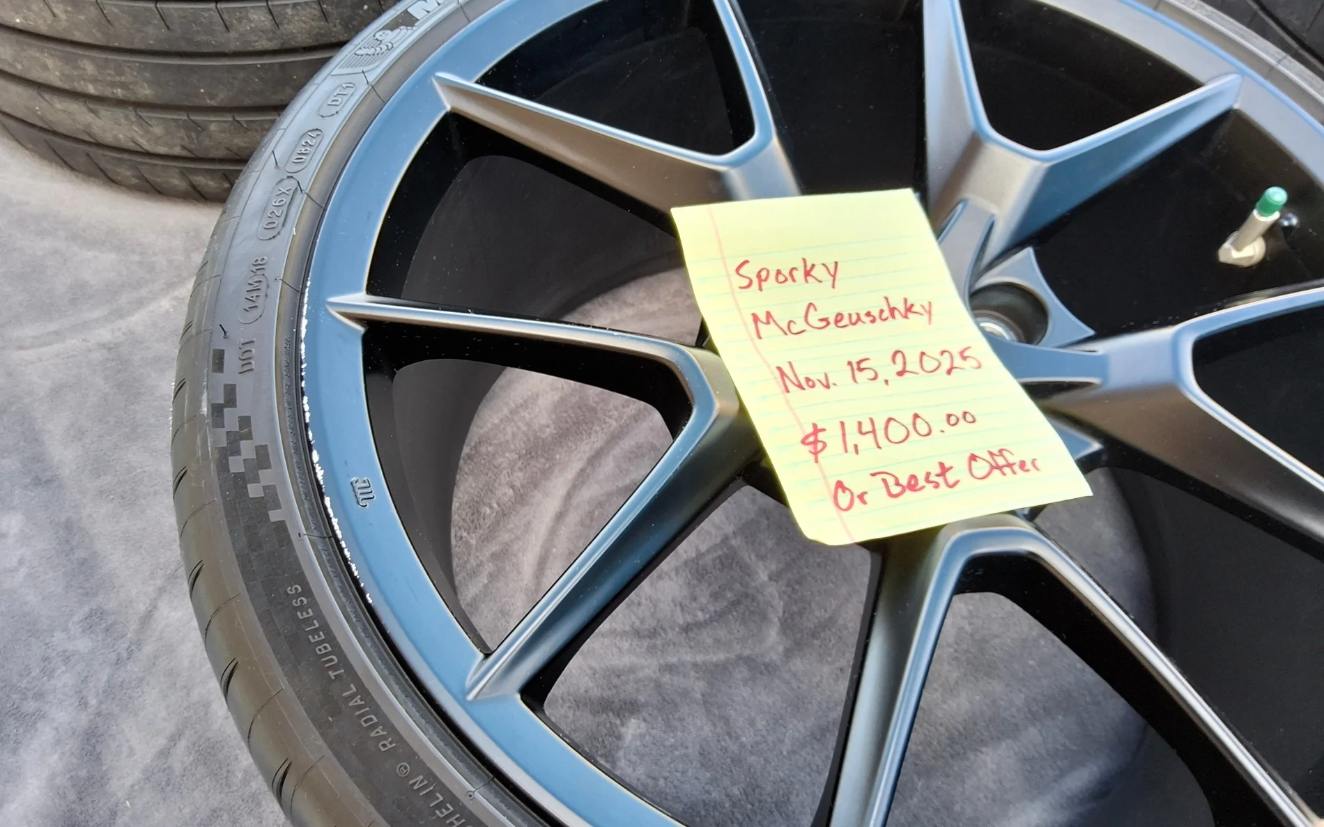 11th Gen Honda Civic OEM FL5 Type R Matte Black wheels and PS4S tires for sale. 20251115_120652