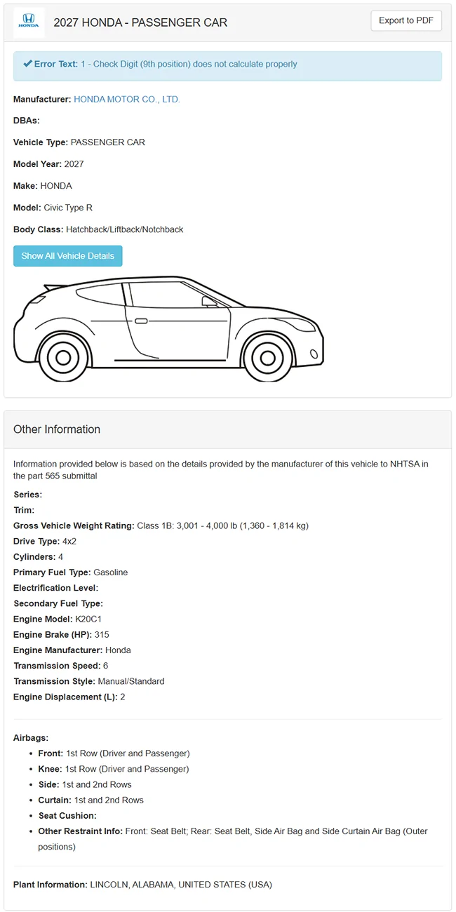 11th Gen Honda Civic Model Year 2025 Civic Type R FL5 Shipments from Japan 1763299699996-54