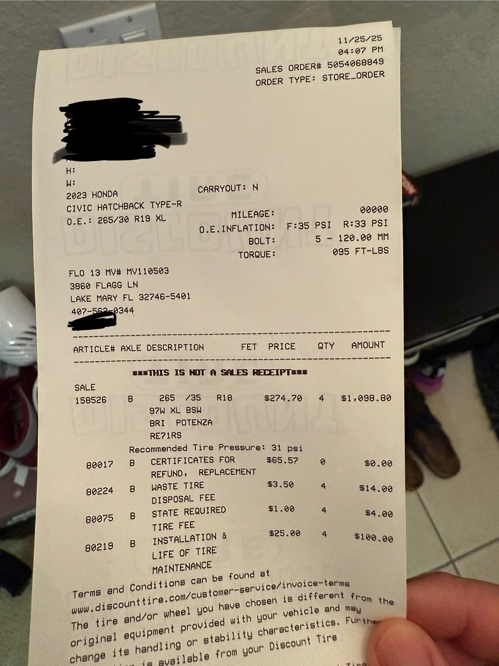 11th Gen Honda Civic RE-71RS sale on discount tire IMG_3358