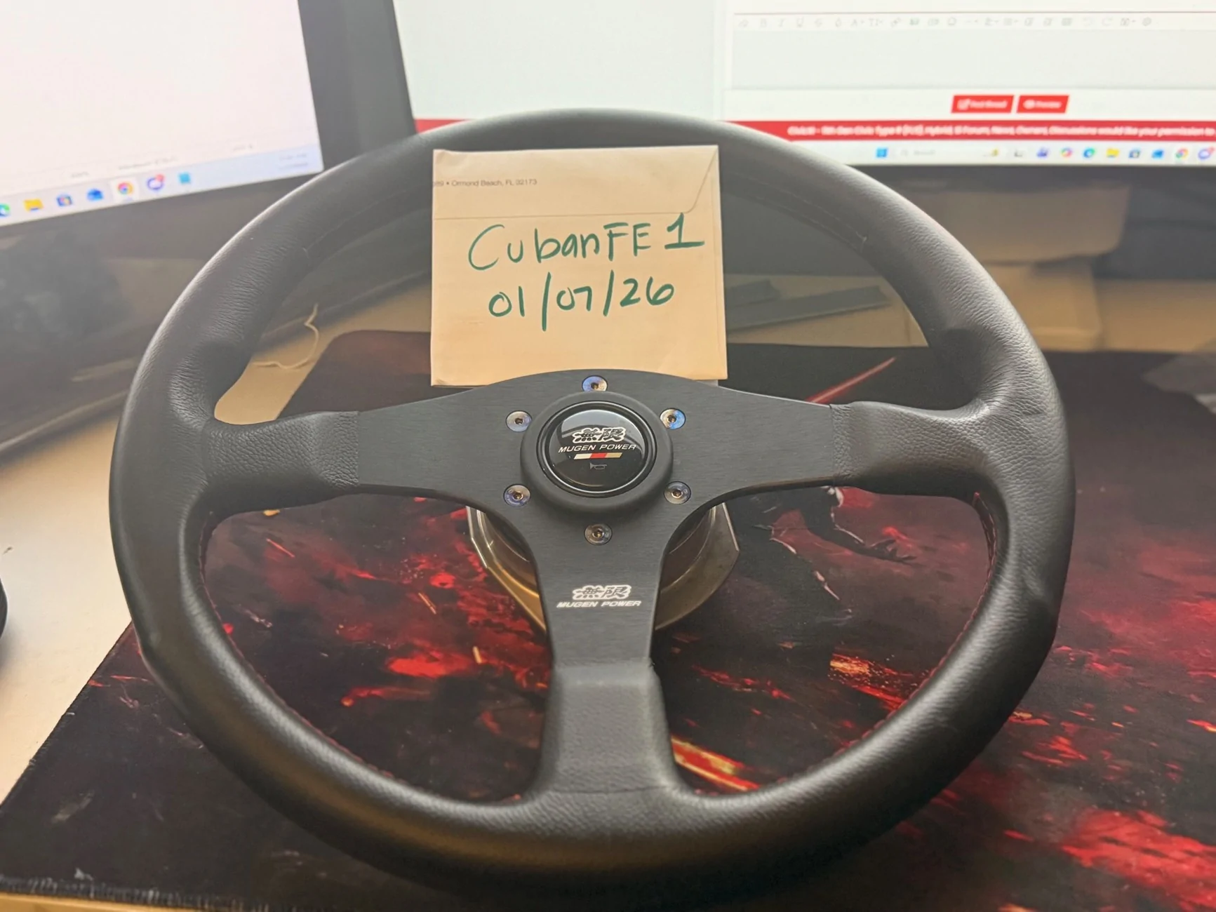 11th Gen Honda Civic SOLD!!!!!!      Mugen Steering Wheel W/ Works Bell Quick Release, Short Hub and Button Relocation Kit Steering_Wheel_1