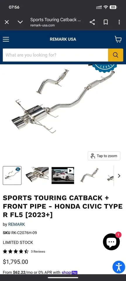 11th Gen Honda Civic FL5 Remark Sport Touring Exhaust + Front Pipe v