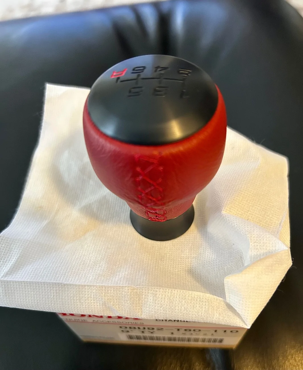 11th Gen Honda Civic **SOLD**OEM Honda accessory red Leather Type R gearshift knob IMG_6343