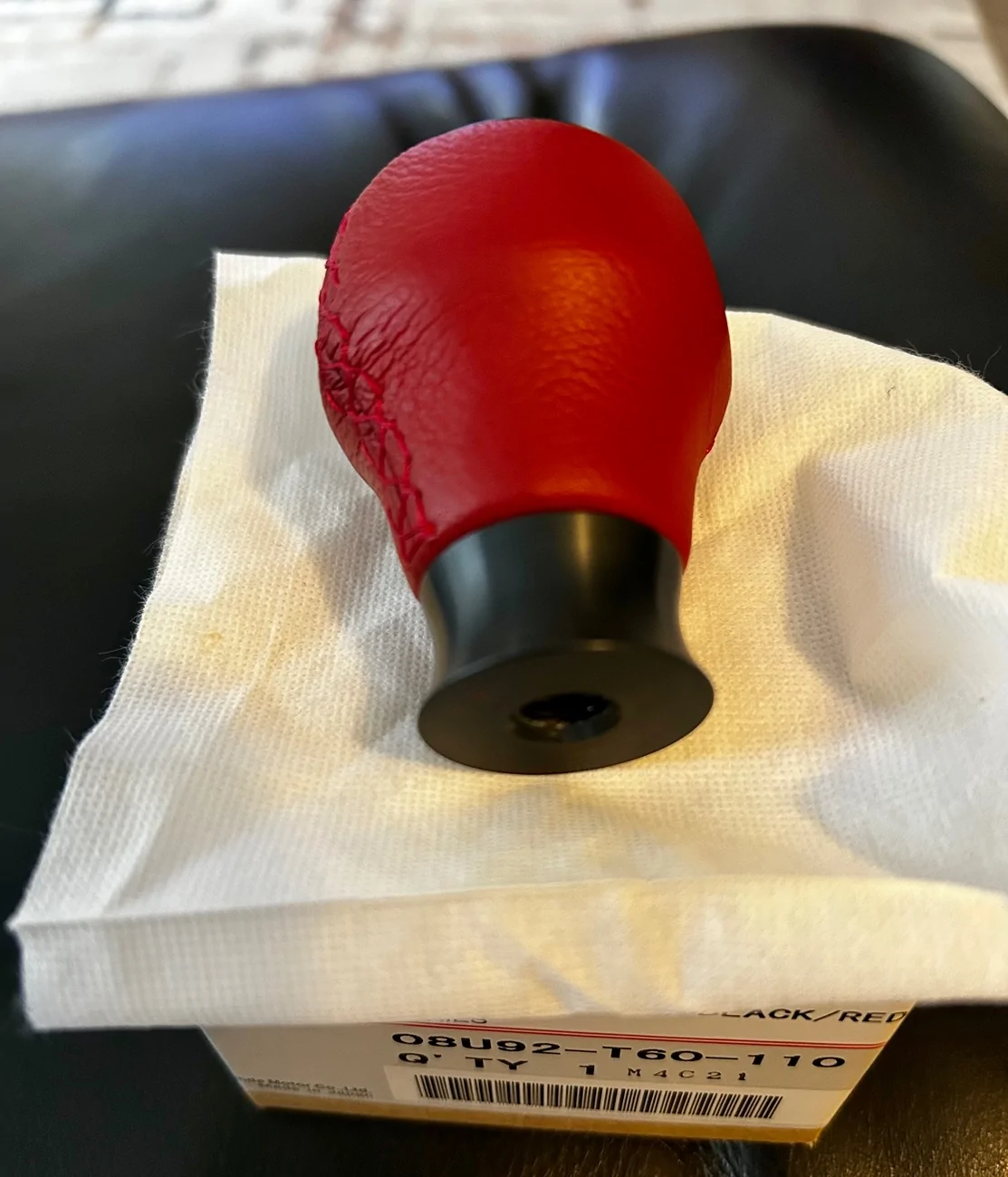 11th Gen Honda Civic **SOLD**OEM Honda accessory red Leather Type R gearshift knob IMG_6344