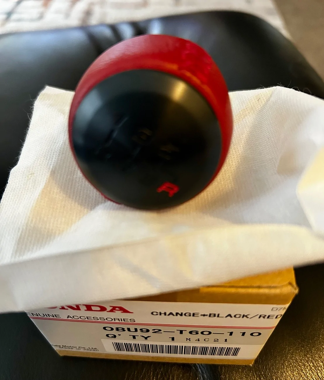 11th Gen Honda Civic **SOLD**OEM Honda accessory red Leather Type R gearshift knob IMG_6345