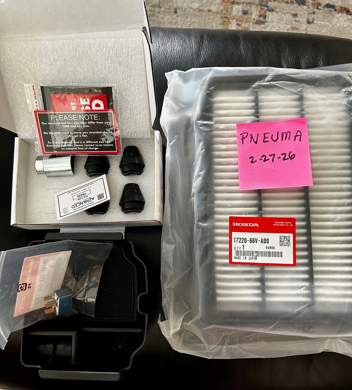 11th Gen Honda Civic ADVANCED wheel locks, filter, FP relay, console tray! CHEAP IMG_6420