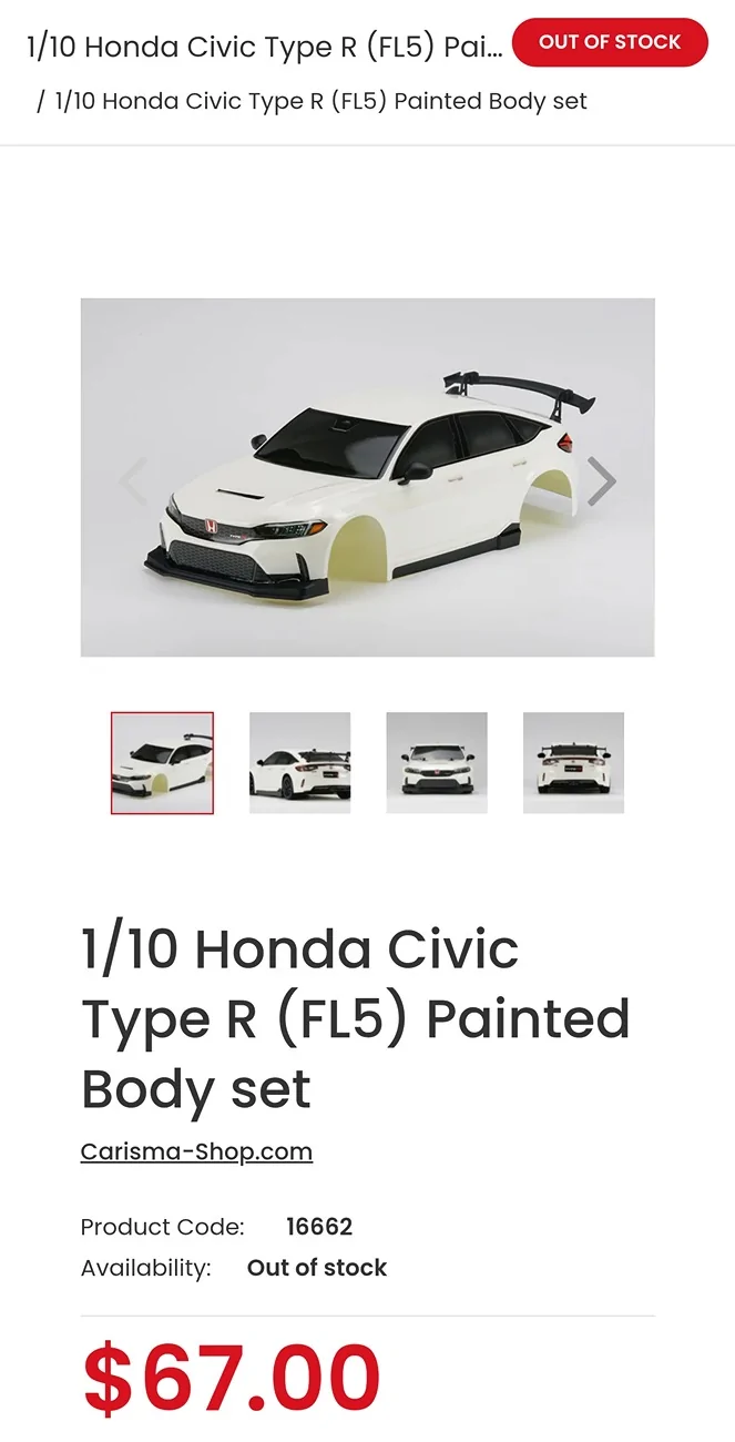 11th Gen Honda Civic Carisma FL5 RC Car 1000044567